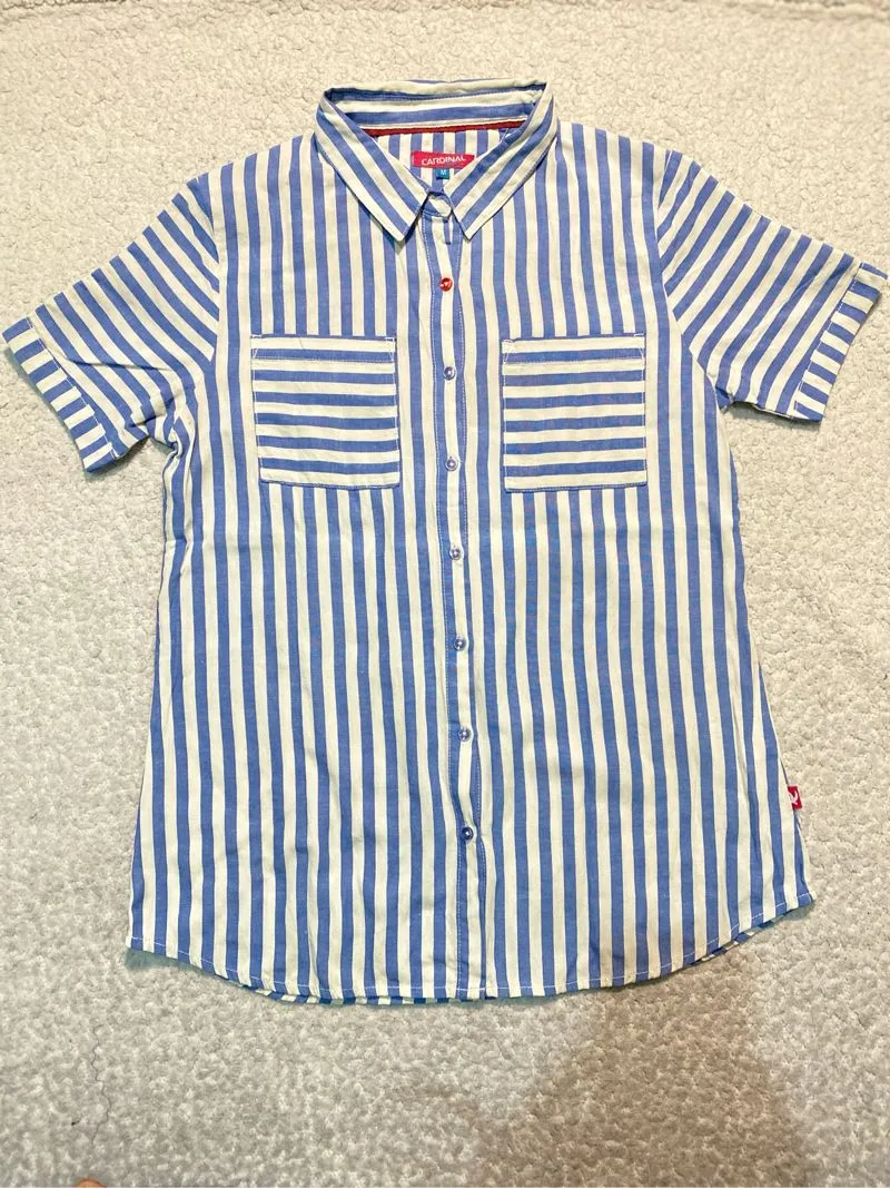 Kemeja lengan pendek biru salur Cardinal photo 1