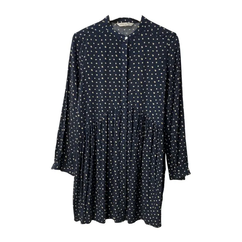 Navy Polka Peplum Tunik | Midi Dress | Long Sleeve Blouse photo 1