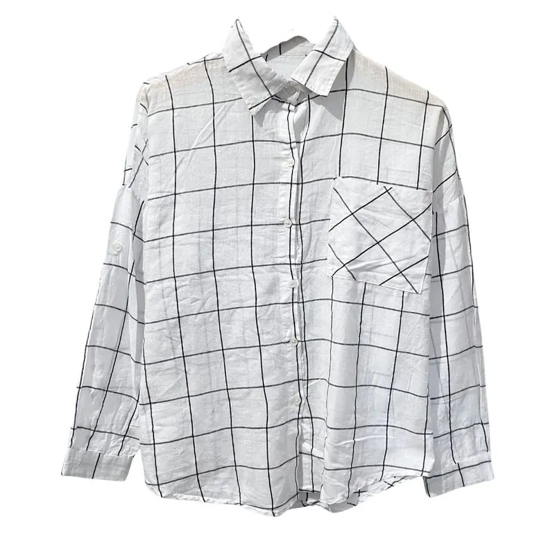 Blouse Putih Panjang | Long Sleeve Top | Checked Top photo 1