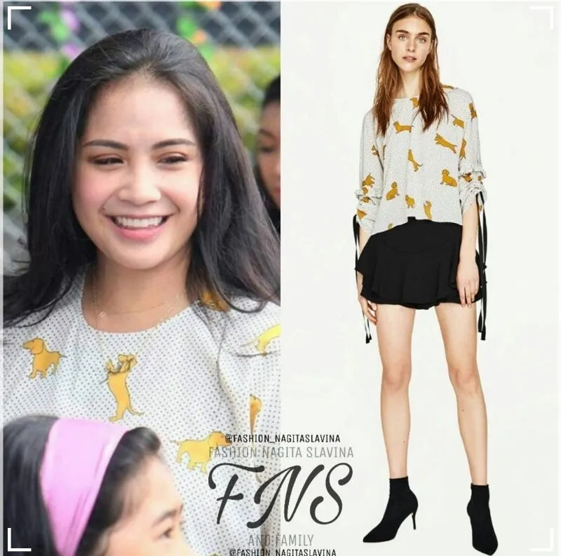 Zara with Polkadot Dog Print Blouse Nagita Slavina photo 1