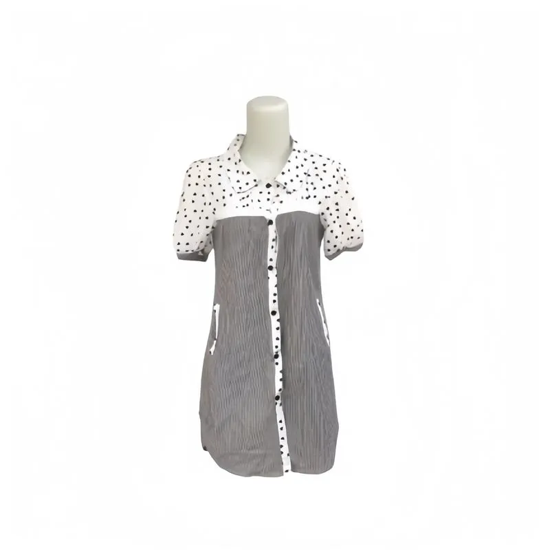 Japanese brand Y2K Shirt dress Wanita white black photo 1
