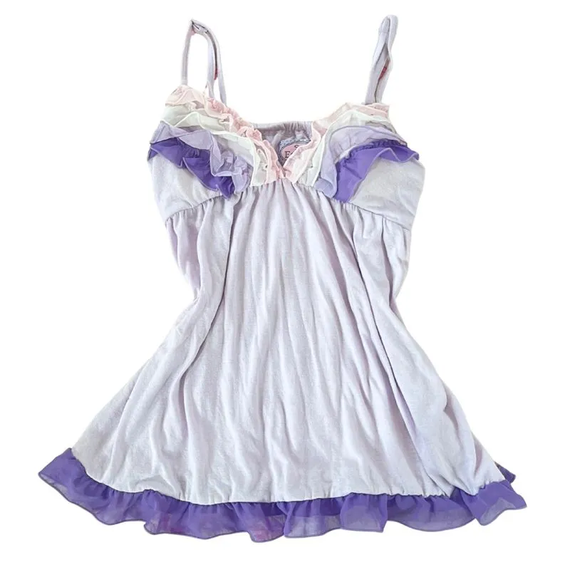 coquette lilac light purple cami ruffle lace top photo 1