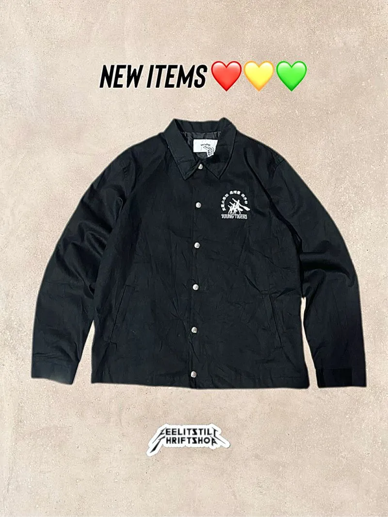 YOUNG TIGERS Korea University Black Canvas Coach Jacket photo 1