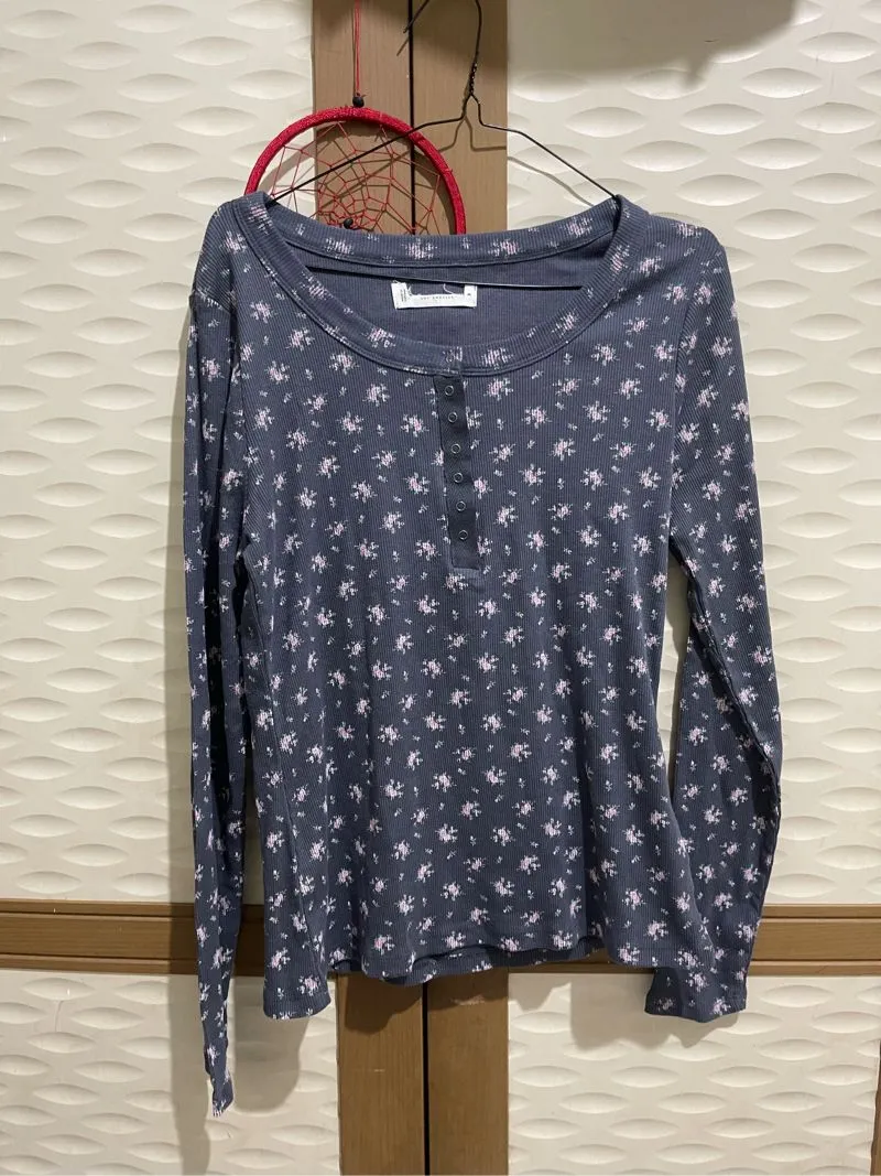 NEW Long Soft Knit Rib Flower Dark Grey Fitted Body  photo 1