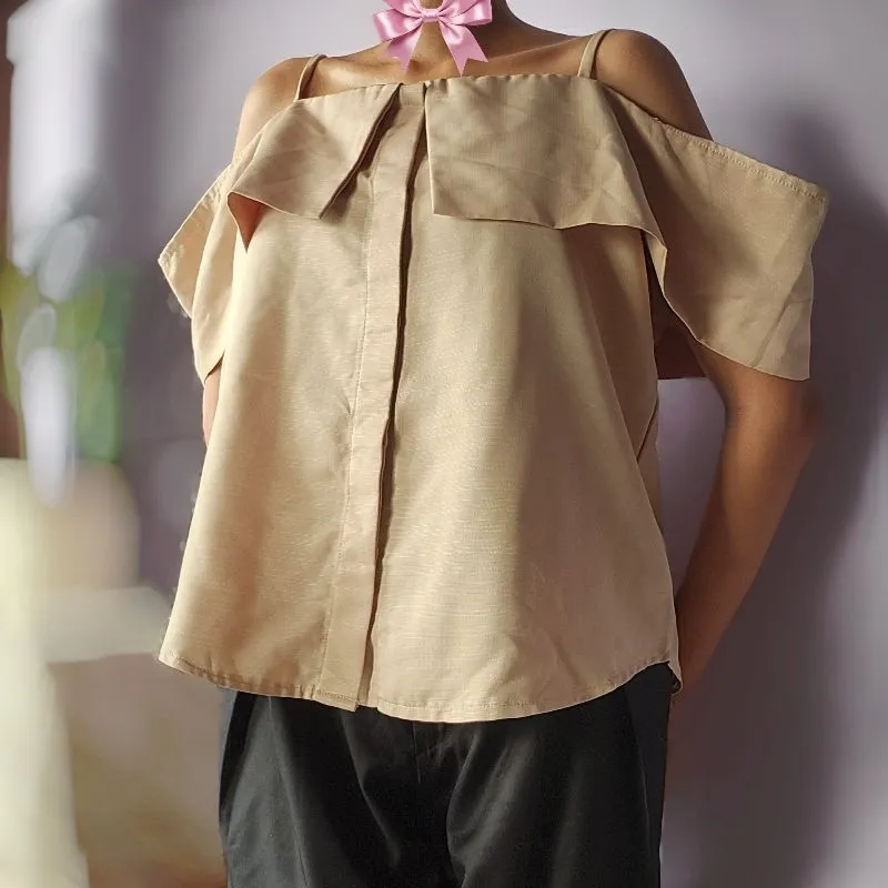 off shoulder feminine top photo 1