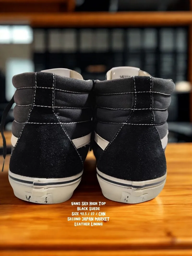 Vans SK8 High Top Black Suede Preloved