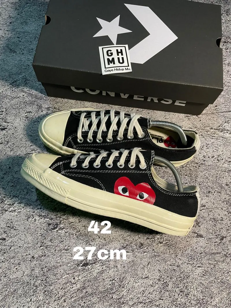 Converse x CDG Low Black White Preloved