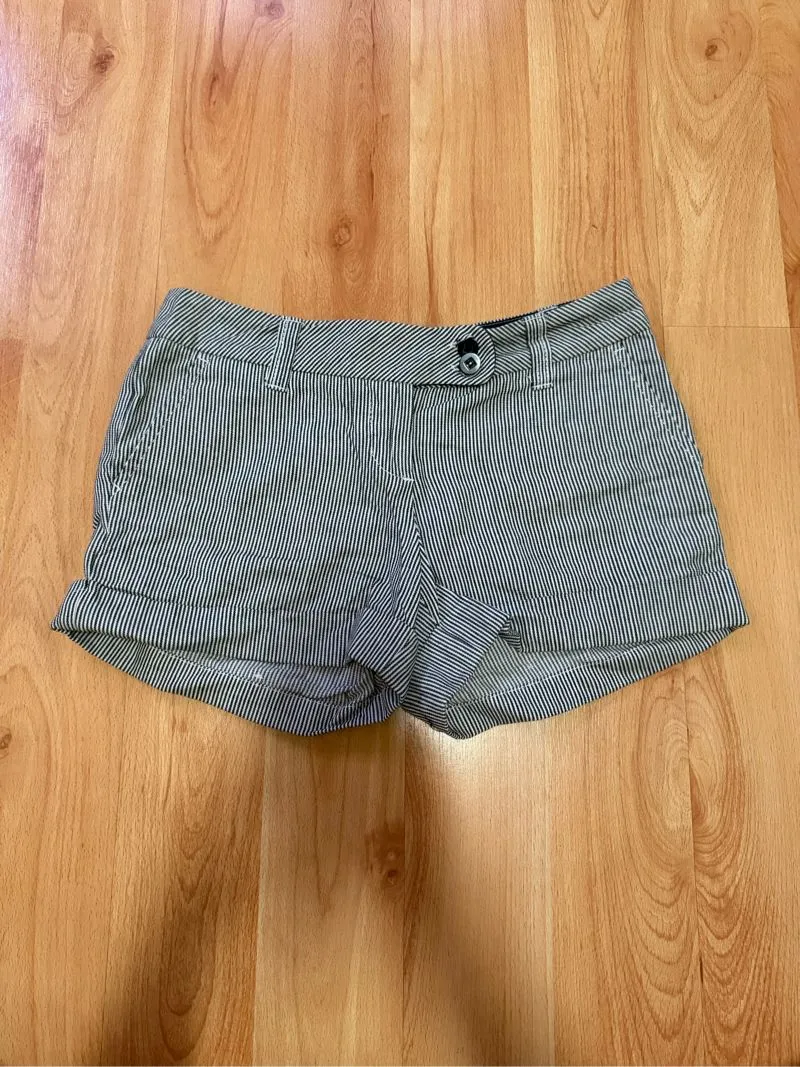 Black and White Striped Low Rise Shorts photo 1