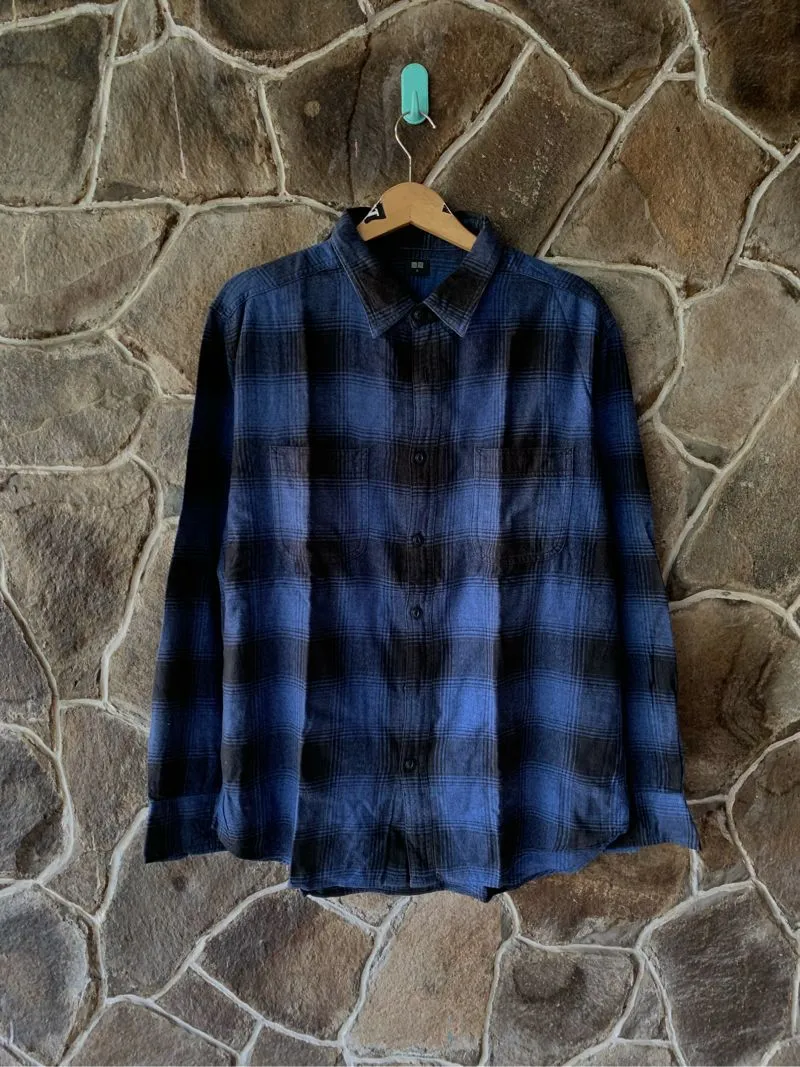 Kemeja Flanell Uniqlo Veterano Blue photo 1