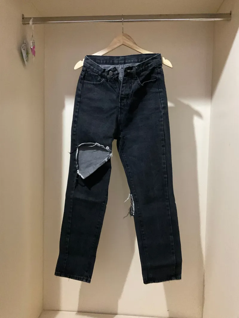 Streetwear Skater Ripped jeans Wanita black photo 1