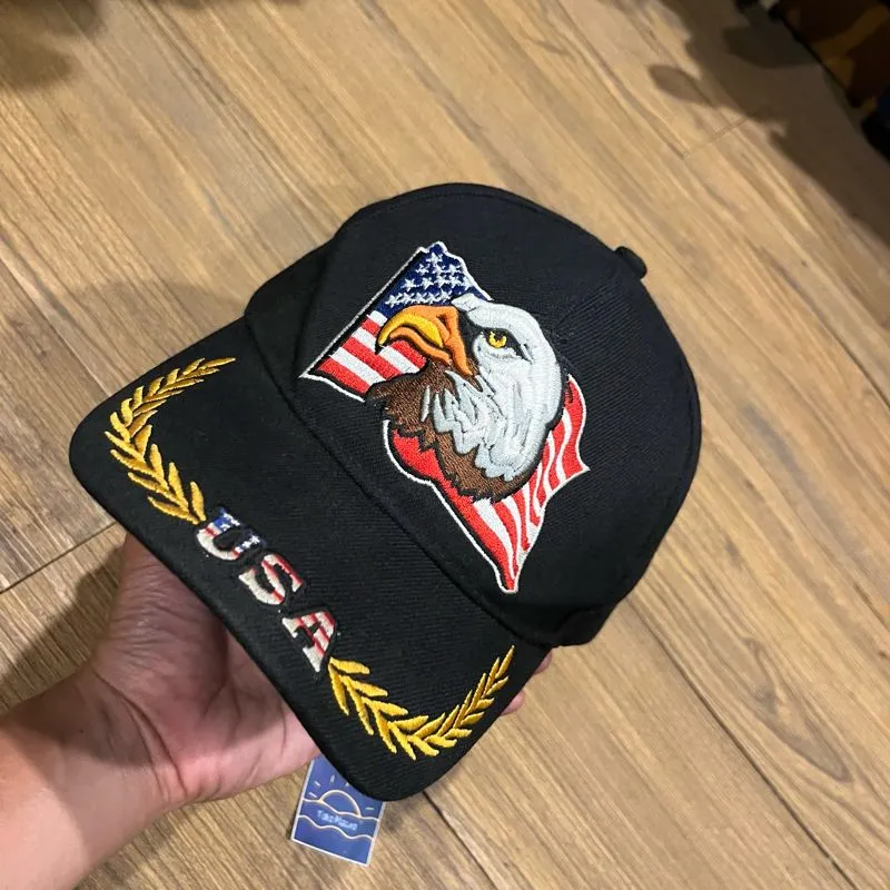 PATRIOTIC USA American Flag & Bald Eagle Embroidered Cap photo 1