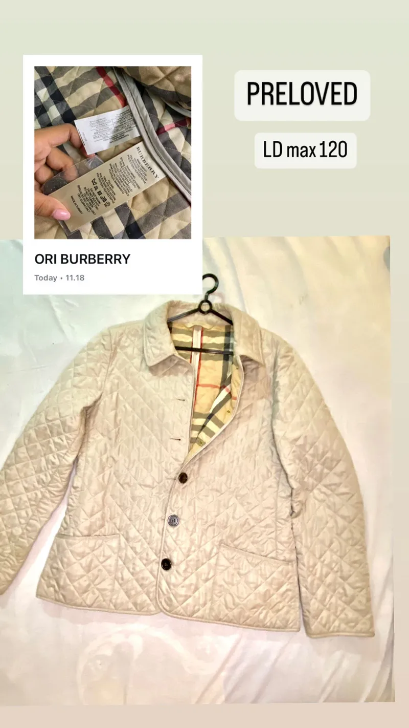 Burberry Minimalist Casual Puffer jacket Wanita cream photo 1