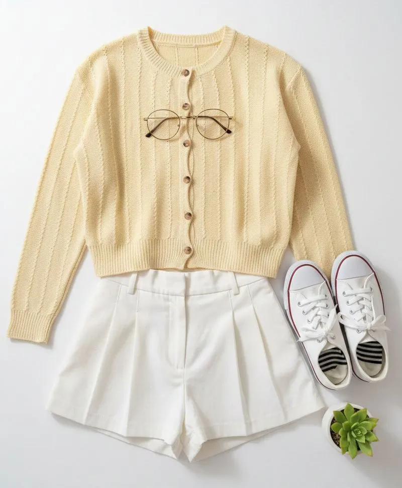 Sweater Crop Baby Yellow Wanita photo 1