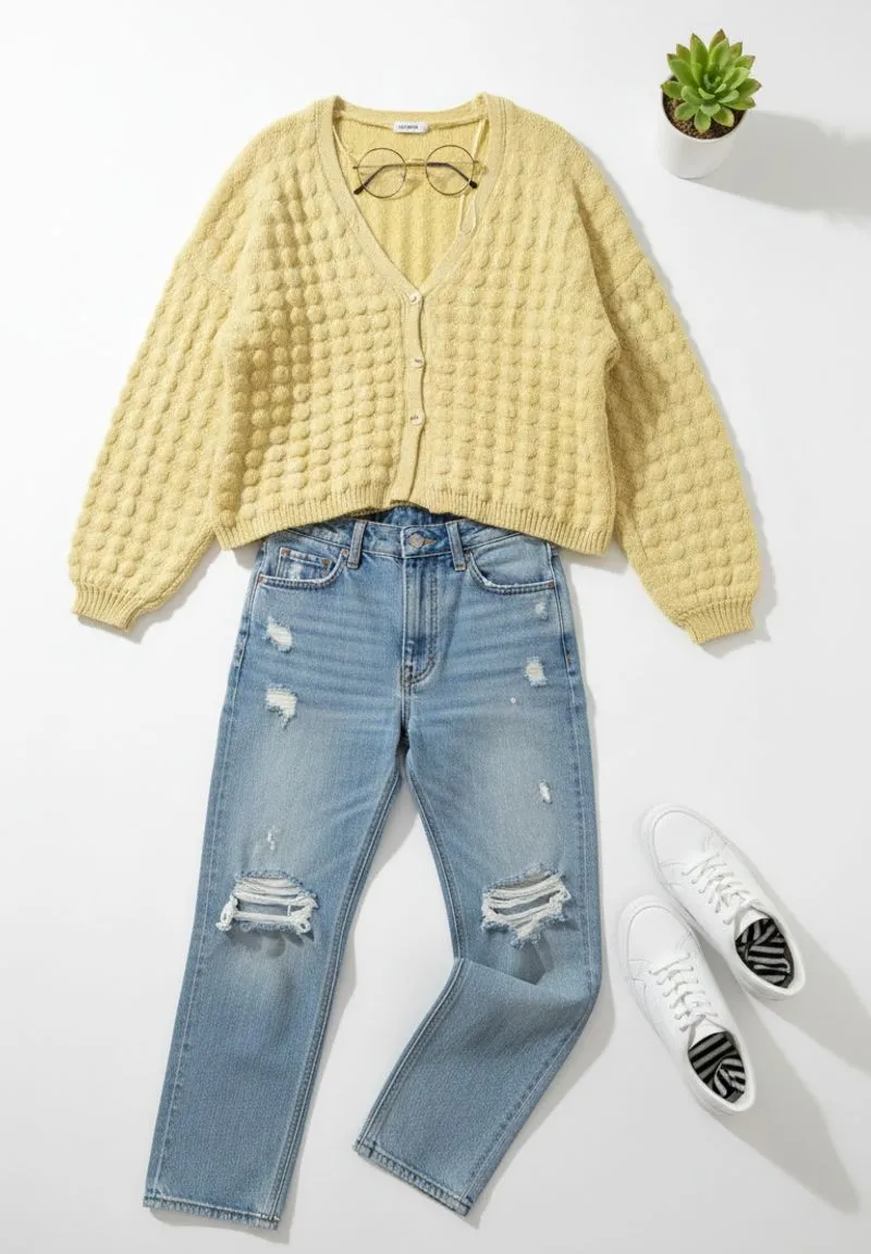 Cardigan Oversize Motif timbul Wanita photo 1