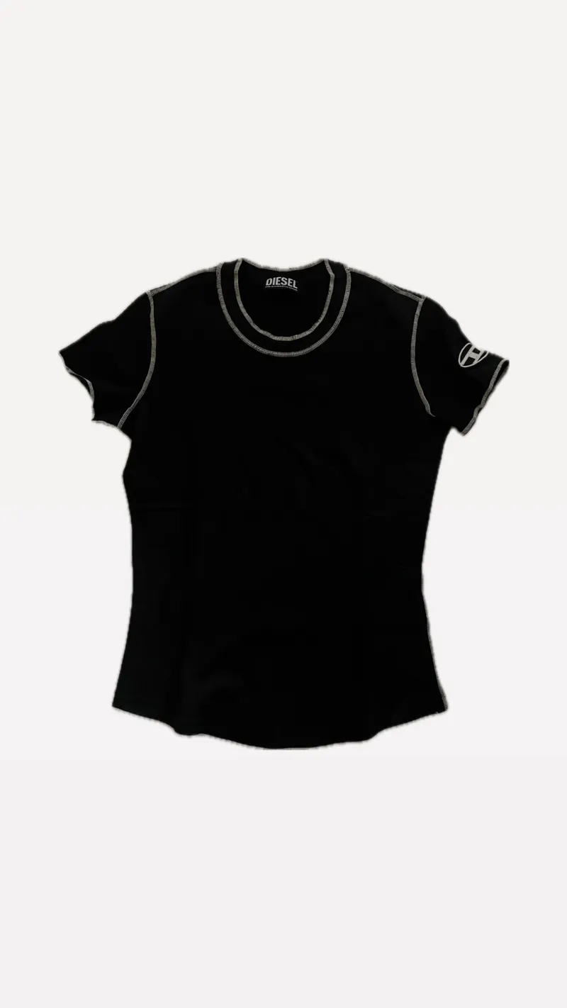 Diesel Streetwear Y2K T-shirt Wanita white black photo 1