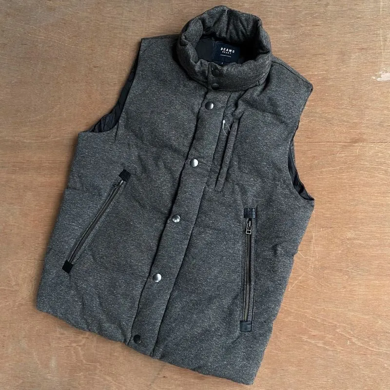 Beams Heart Heat Padded Vest Puffer Chambray Jacket Preloved