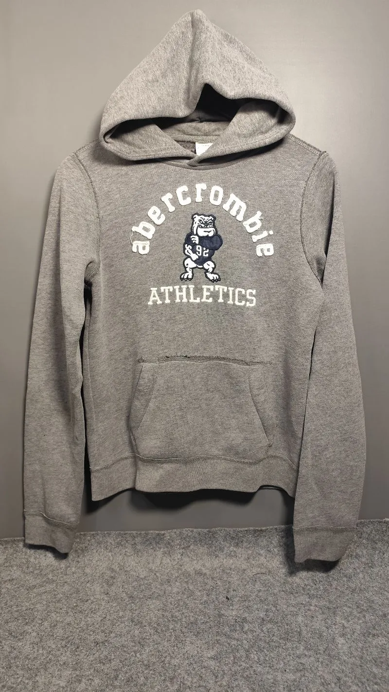 Hoodie Anak Abercrombie Athletics Abu-abu Logo Bulldog Tebal photo 1