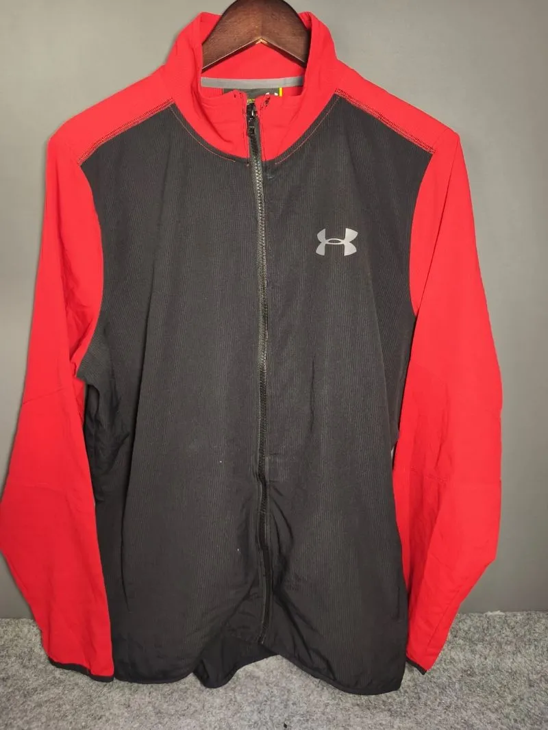 Jaket Sport Under Armour Lengan Panjang Pria Hitam Merah photo 1