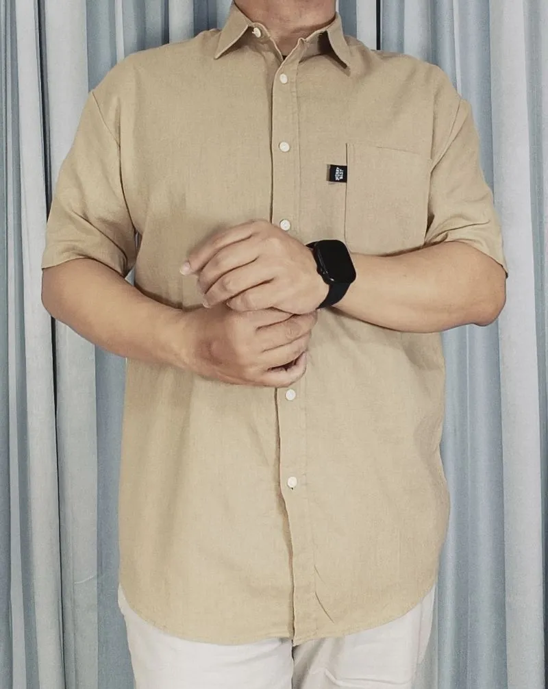 Kemeja coklat pria lengan pendek photo 1
