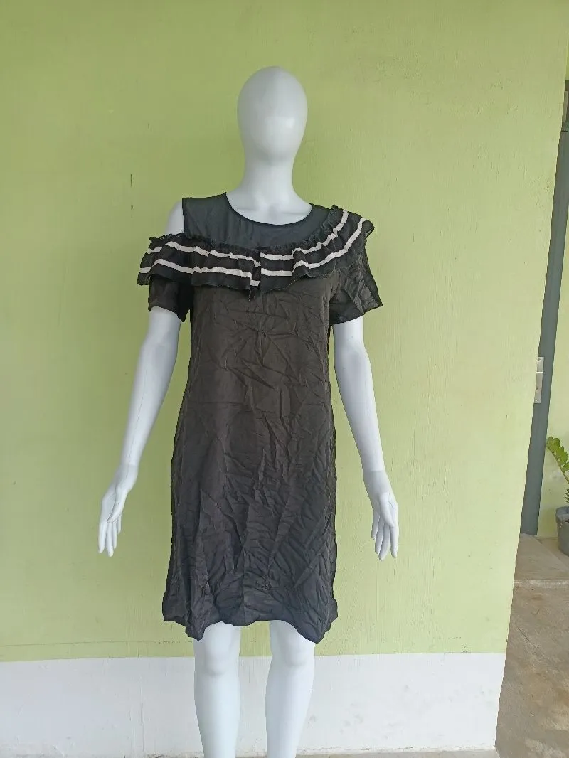 DRESS KATUN SABRINA HITAM photo 1