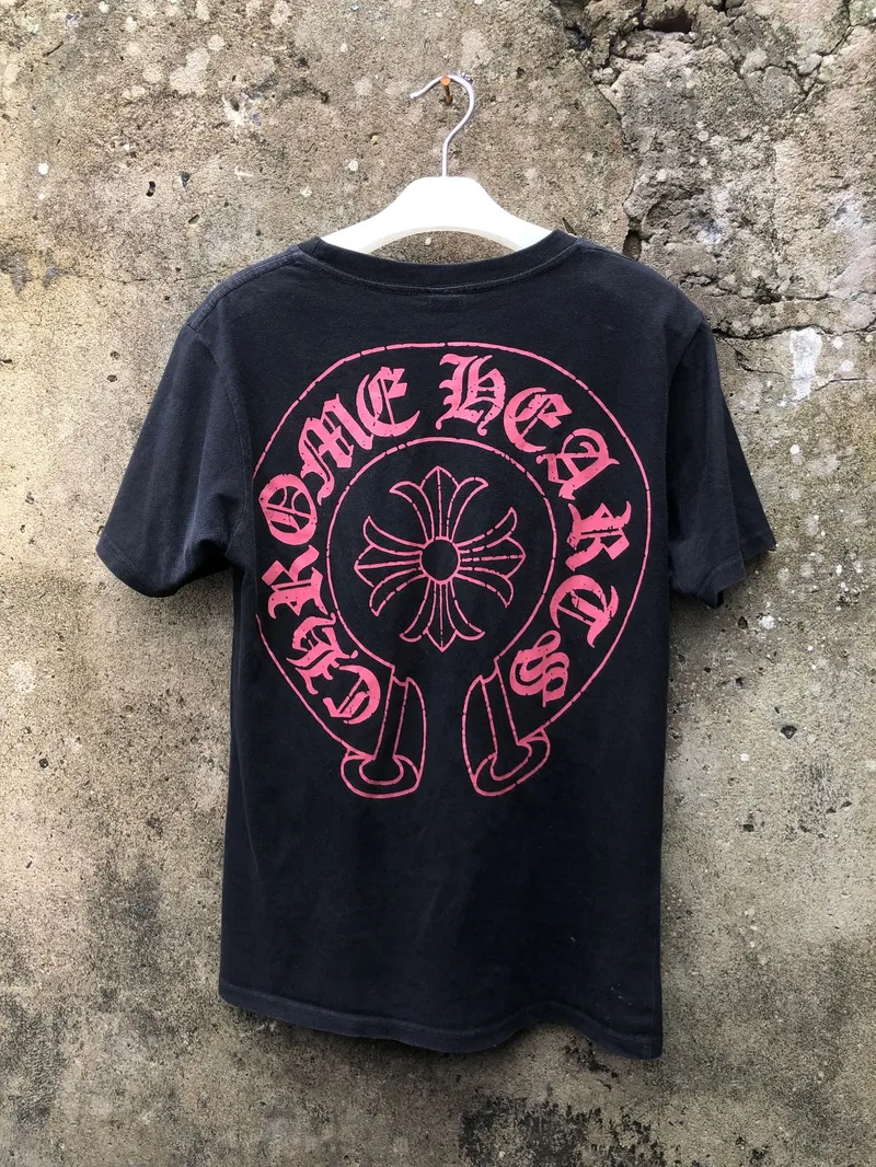 Chrome Hearts Streetwear Luxury T-shirt Pria pink black Preloved