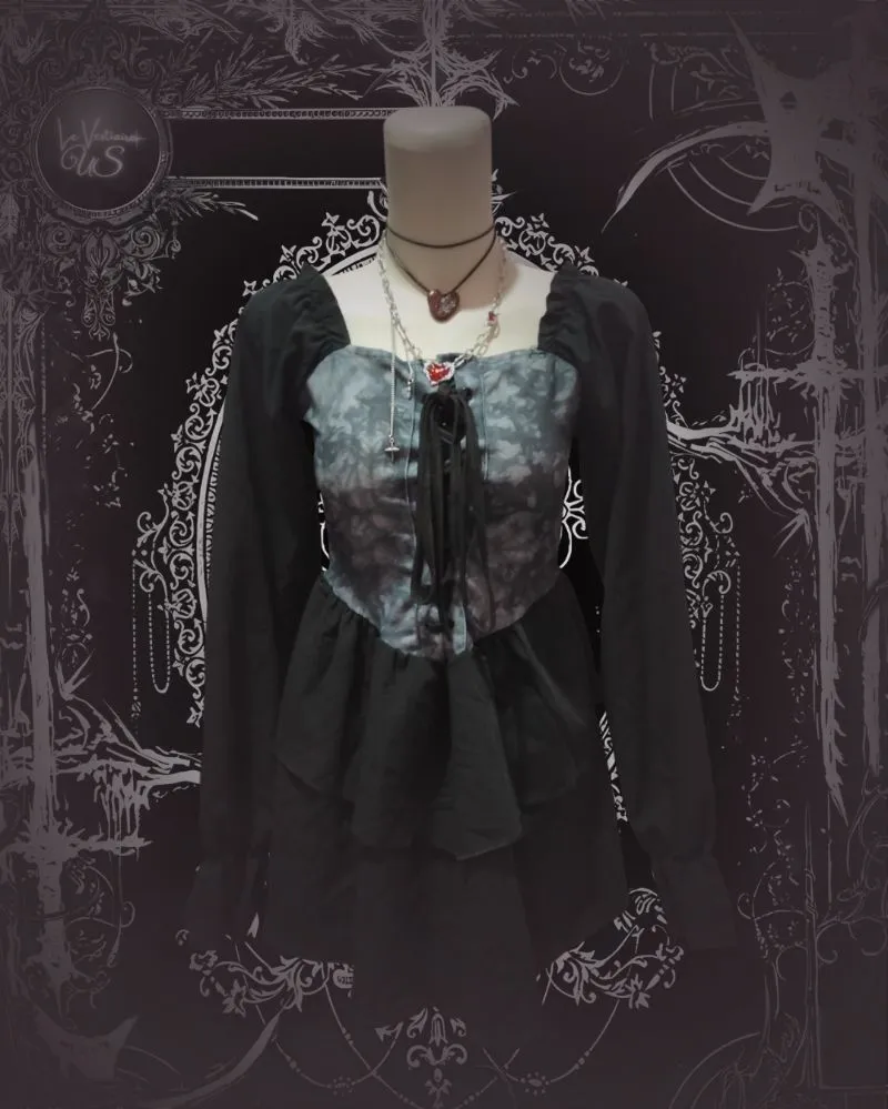 Y2K Vintage Gothic Long Blouse Black photo 1