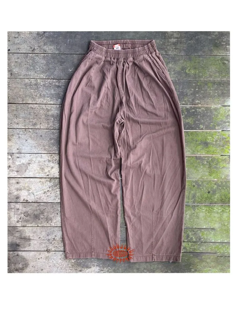 Brown Faded Wide Relaxed Baggy Pants by 1one photo 1