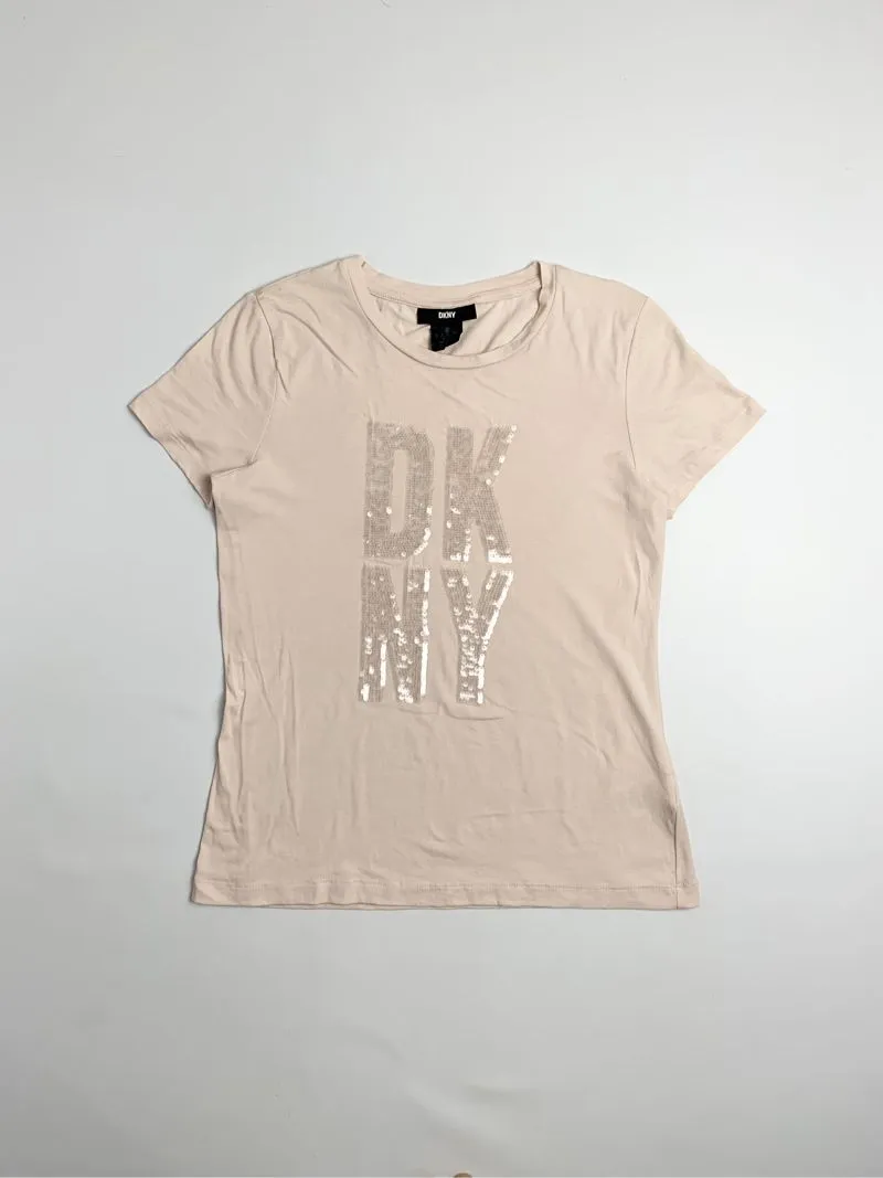 Y2k DKNY Top Tee Sequin With Iconic Graphic photo 1