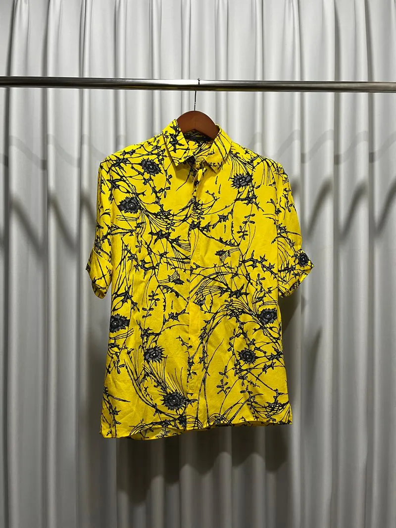 Haider Ackermann - SS17 Yellow Floral Silk Shortsleeve photo 1