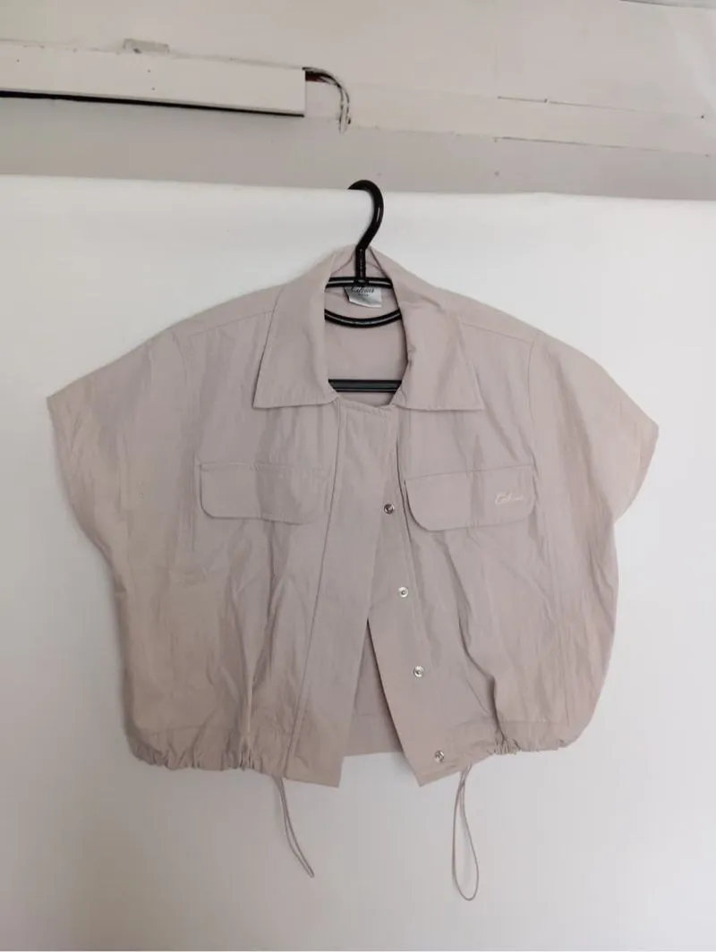 Casual Minimalist Vest Wanita cream tan photo 1