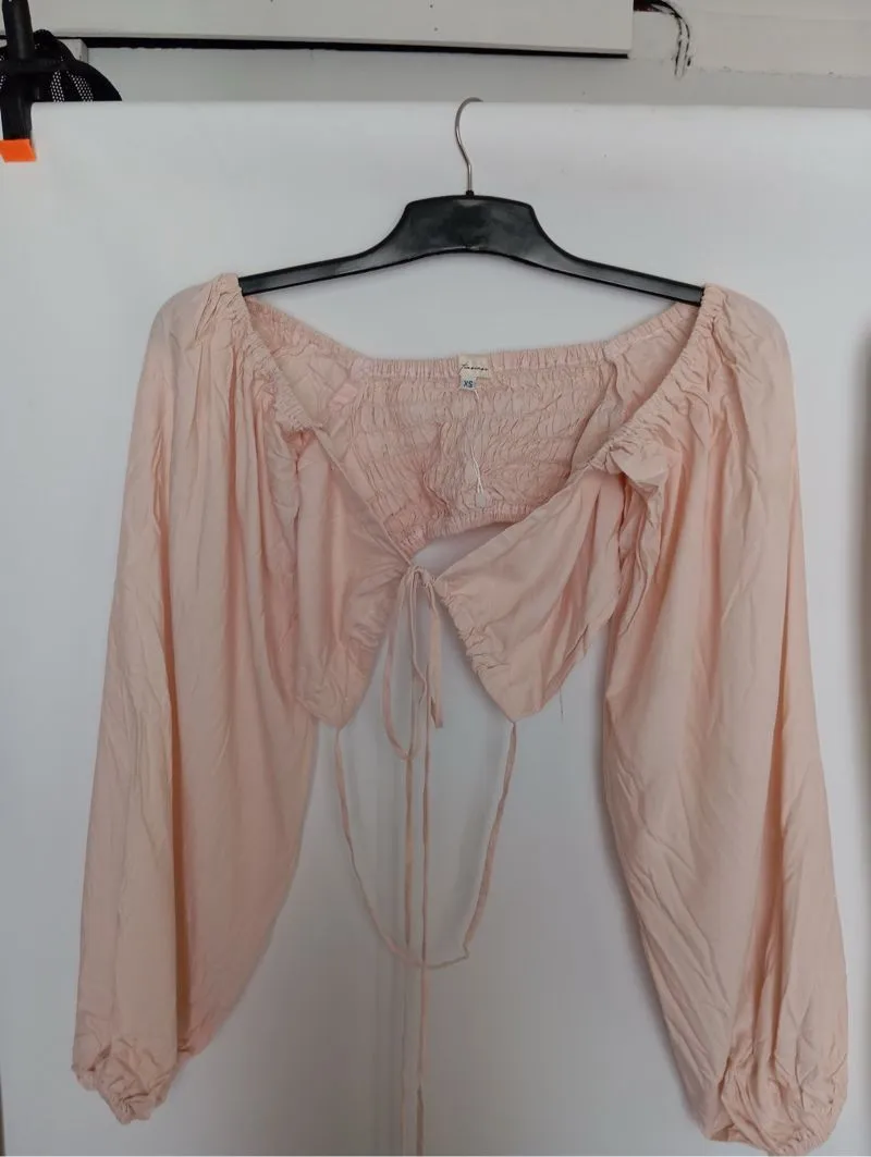 Casual Minimalist Bandeau top Wanita pink photo 1
