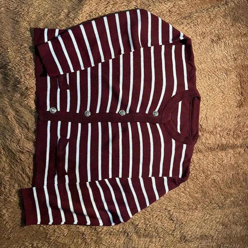 Casual Cardigan Wanita burgundy photo 1