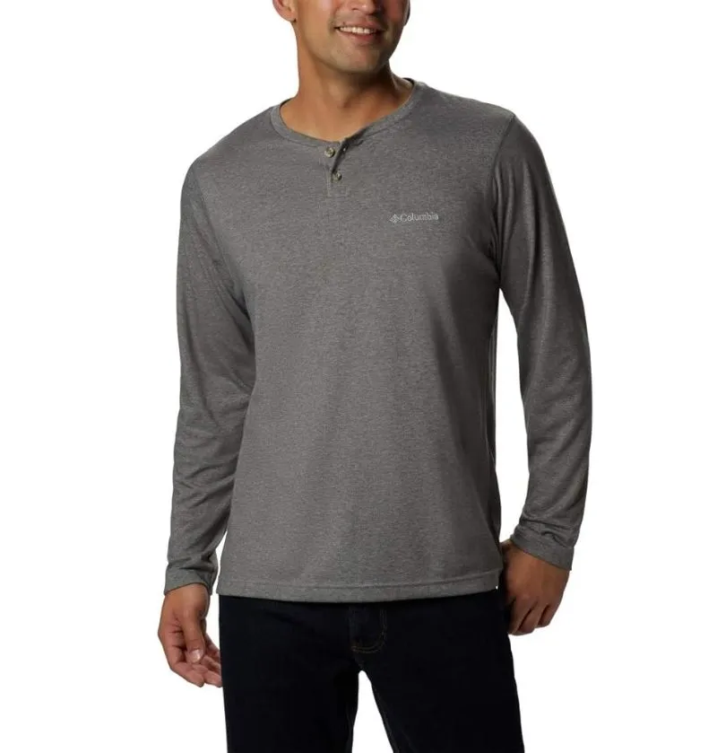 Columbia Henley T Shirt Adult Medium Green Long Sleeve photo 1