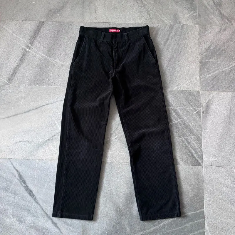 Celana chino pants supreme corduroy black original 17 Aw photo 1