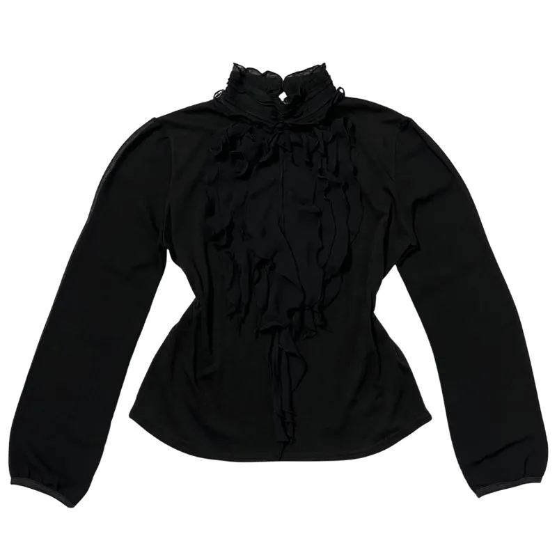 black ruffle top photo 1