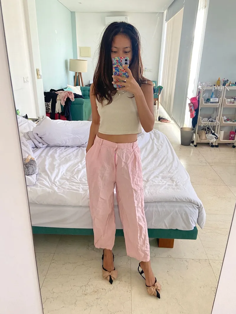 Minimalist Casual Casual trouser Wanita pink photo 1