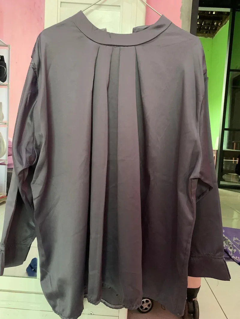 Vintage Casual Blouse Wanita gray photo 1