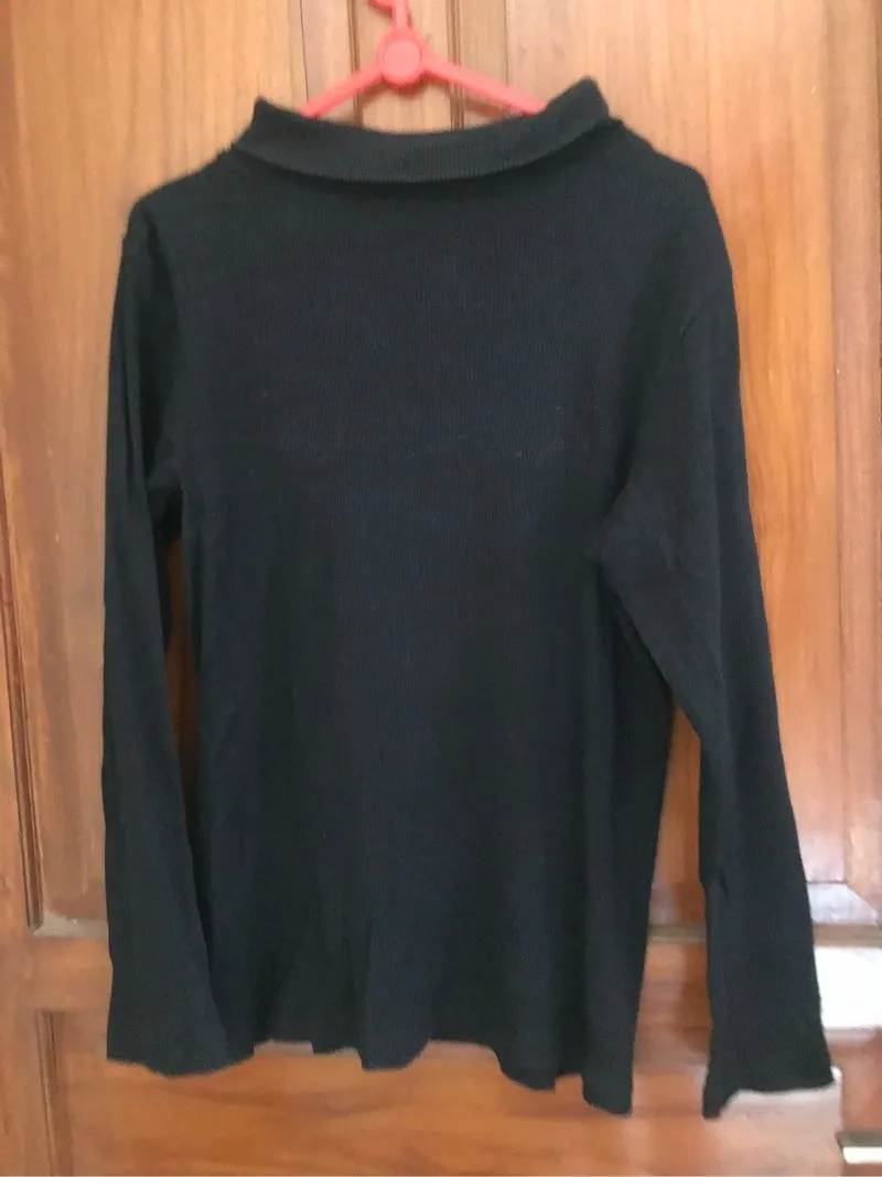 Turtle neck long sleeve ribbed black photo 1
