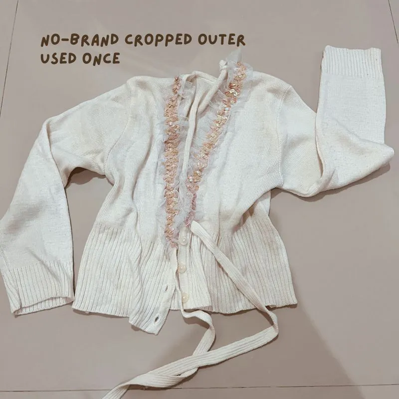crop top outer korean style warna cream photo 1