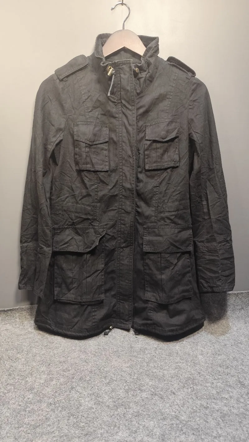 Jaket parka wanita hitam COCO DEAL dengan empat kantong photo 1