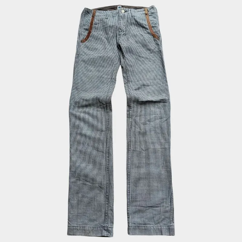 Syoaiya Pure blue Japan houndstooth leather trim pocket  photo 1