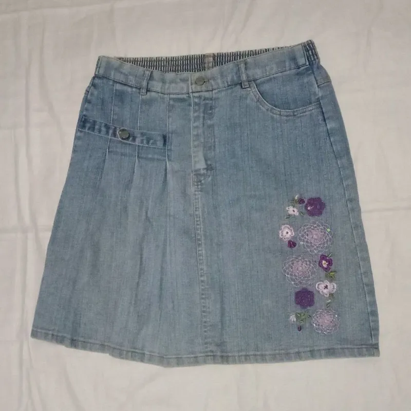 Vintage Casual Pleated skirt Wanita purple navy photo 1