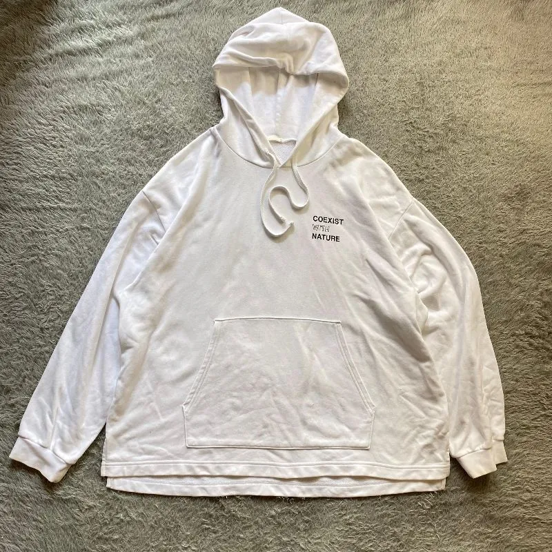 Uniqlo GU Women White Hoodie Oversize photo 1