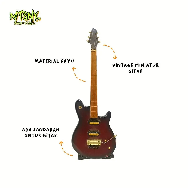 Vintage Dekorasi Pajangan Miniatur Ukir Ukiran Patung Gitar  photo 1