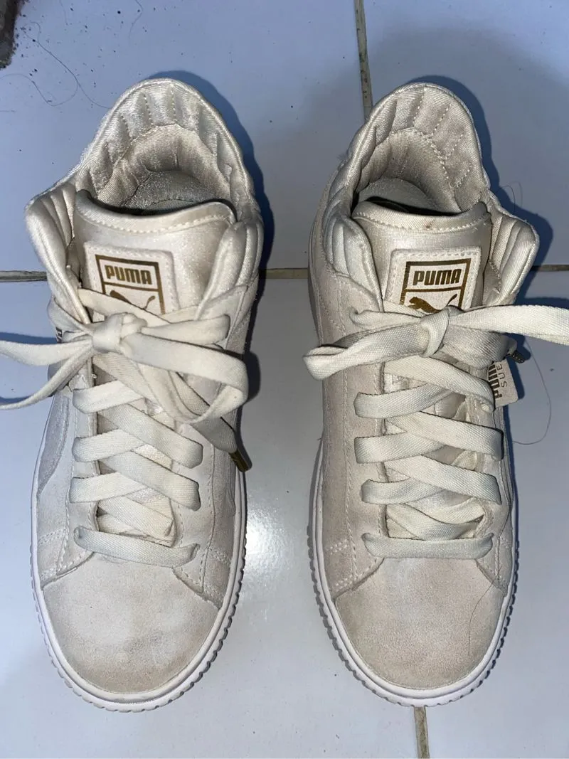 sepatu puma platform suede cream sz 37(38 bisa tp pas) Preloved