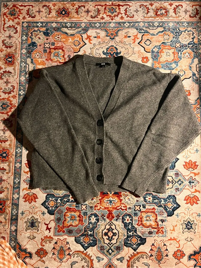 Uniqlo cropped cardigan in gray photo 1