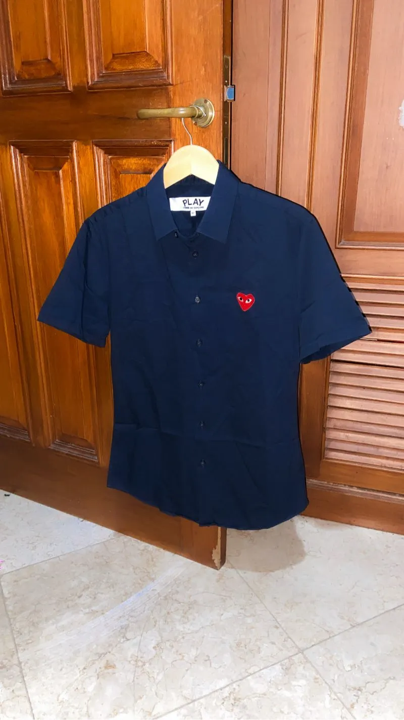 Kemeja Play CDG Navy Shirt Short Sleeve size M photo 1