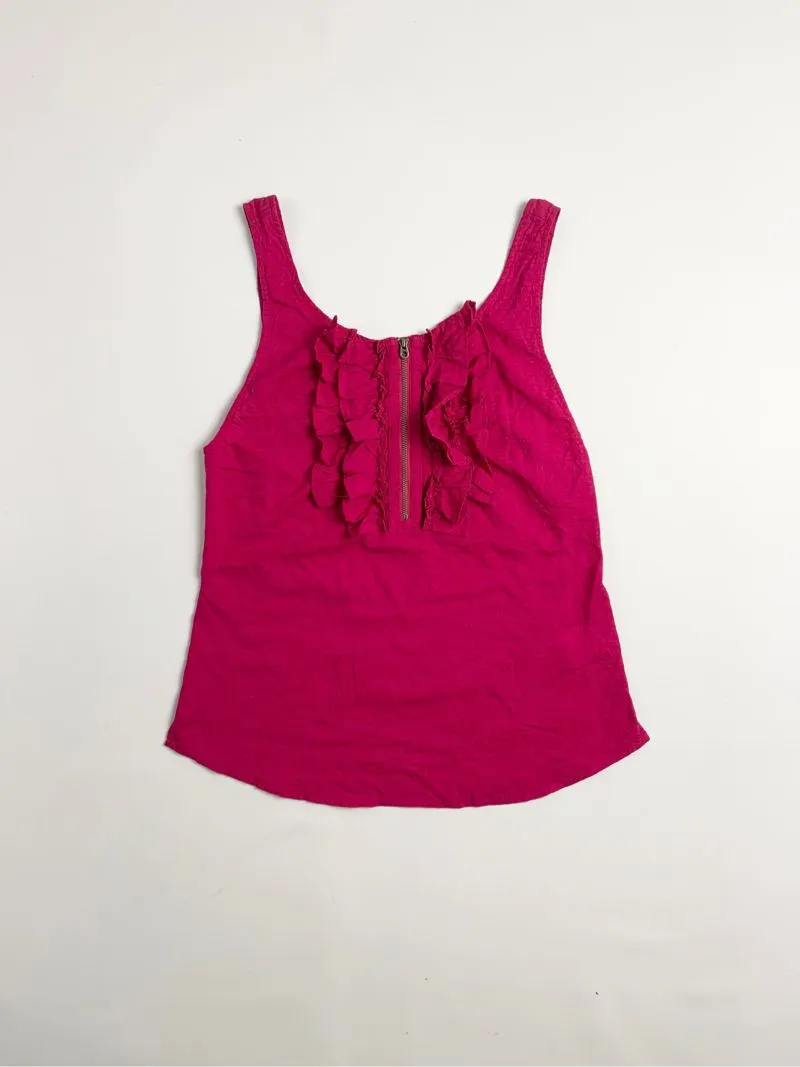 Y2k Juicy Couture Tank Top Ruffle With Half Zipper photo 1