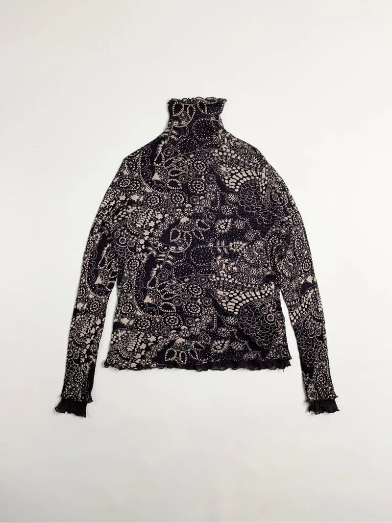 Y2k HAVE A NICE TRIP Mesh Top With Floral Graphic photo 1