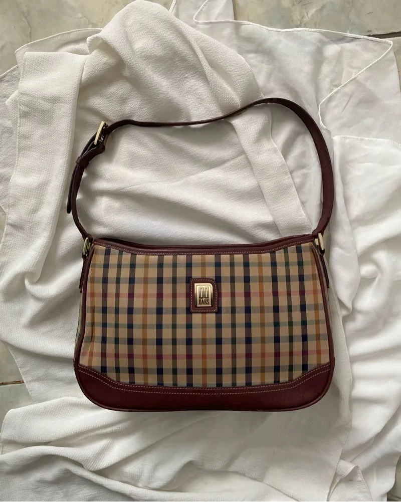 Daks Checkered Plaid Vintage Y2k Shoulder Bag Maroon photo 1